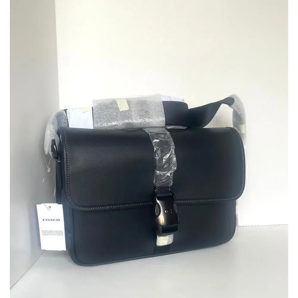 Coach League Messenger Bag CU042 Black Leather Crossbody Commuter